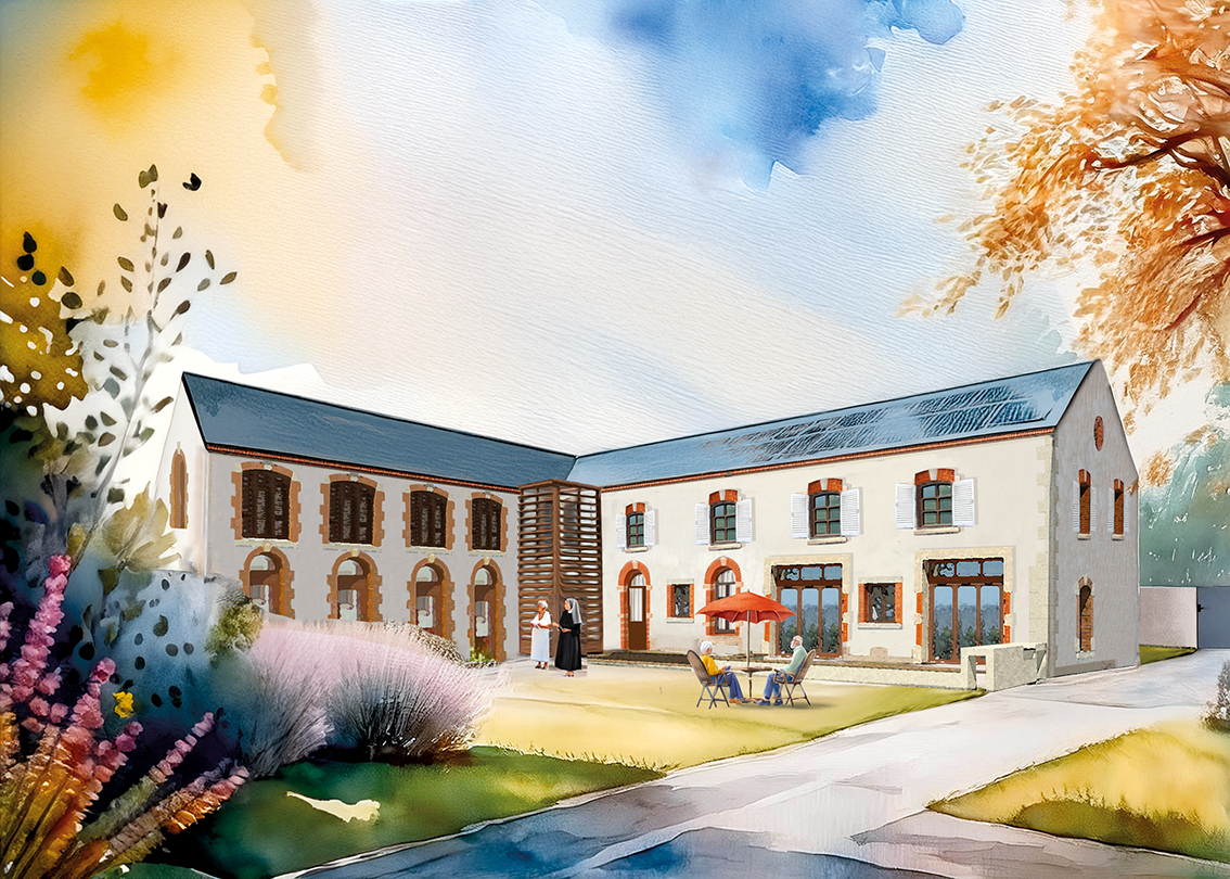 Image aquarelle pension de famille d'Orléans