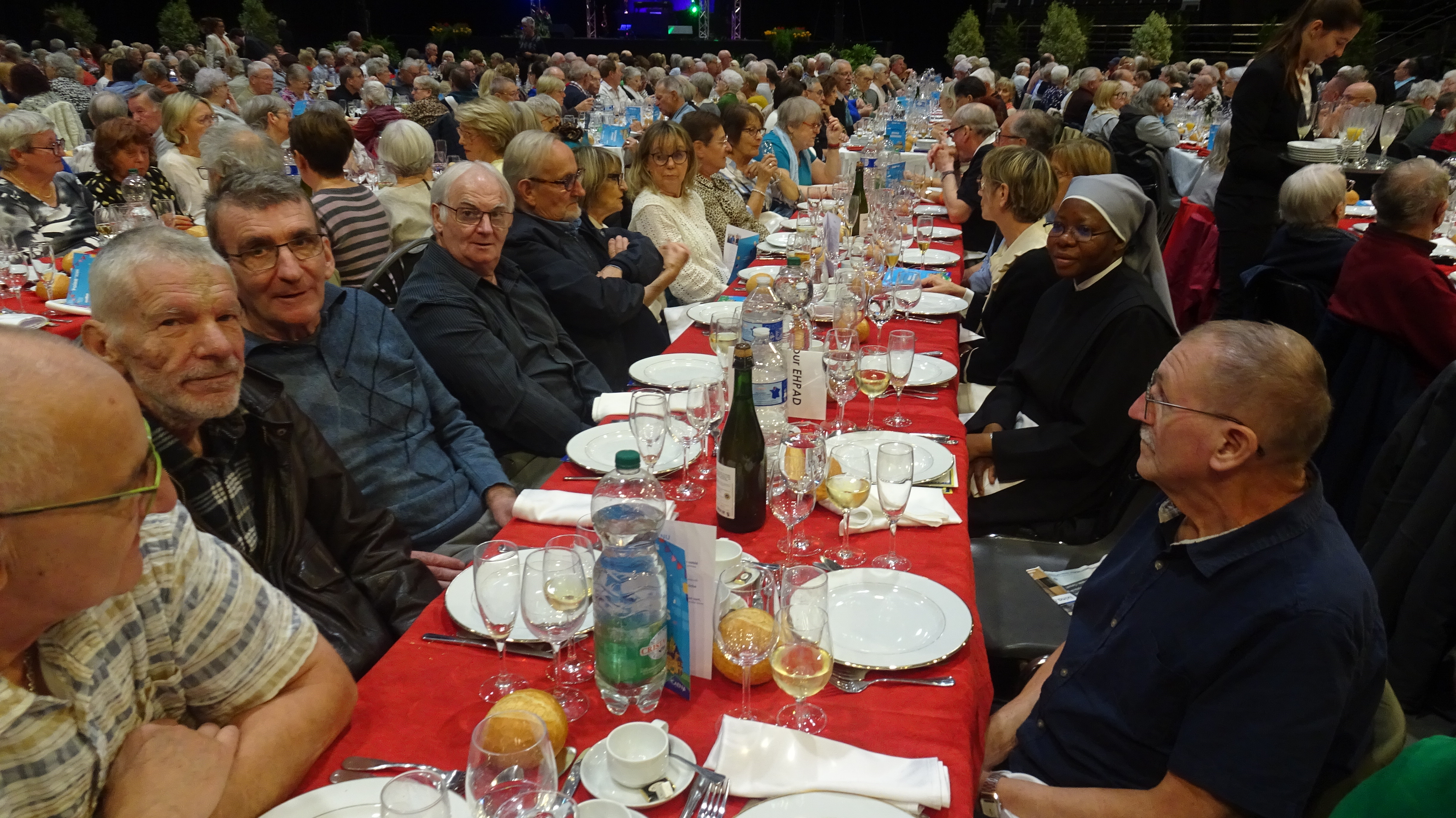 Personnes âgées qui font un grand diner dehors